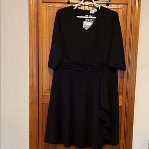 Hanna Nikole Black Midi Dress with Ruffle Accent New 22W